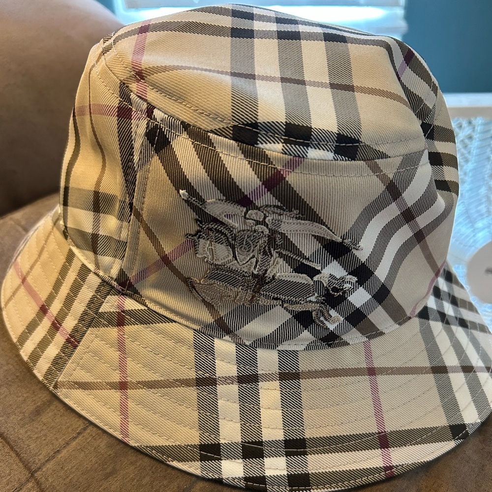 Burberry Tan and Black Plaid Bucket Hat